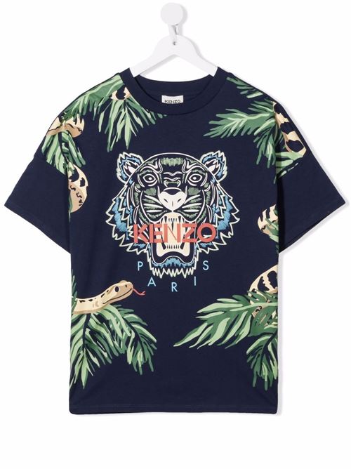 T-shirt bambino con stampa tigre e palme KENZO Kids | K2564285MT